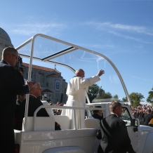 Pope Francis in the Popemobile