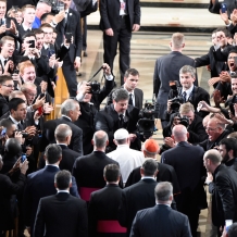 Pope Greating Seminarians and Nuns inside the Basilica