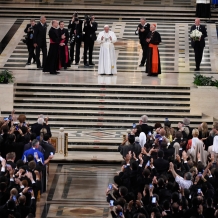 Pope Francis Inside the Basilica with seminarians and religious novices
