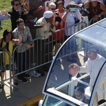 Pope Francis Greeting the Crowd Gathered for the Mass