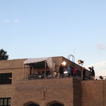 ABC News set up a rooftop studio on the east side of Father O’Connell Hall.
