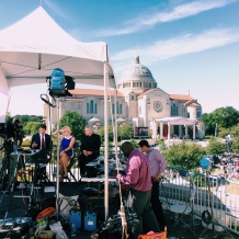 NBC News set up an elaborate operation on the west roof of Father O’Connell Hall.