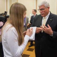 Frank Persico, CUA vice president for university relations and chief of staff responds to a reporter’s question