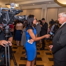 CUA Vice President for University Relations talks with NBC news reporter