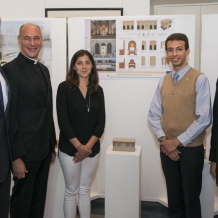 Papal altar designers Ariadne Cerritelli and Matthew Hoffman  with contest sponsors