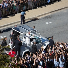 Pope Francis Entering The Campus
