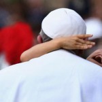 Pope Francis hugs Dominic Gondreau.