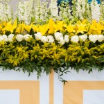 Flowers for the Altar.Tuesday preparations for the Papal Visit including the student designed alter and furniture and rehearsal of the CUA symphony Orchestra and combined choruses at The Catholic University of America and Basilica Shrine of the Immaculate Conception in Washington, D.C.