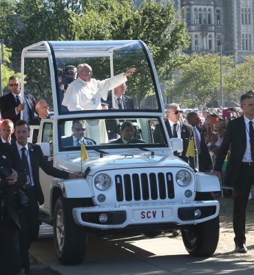 Pope Francis Greeting the Crowd