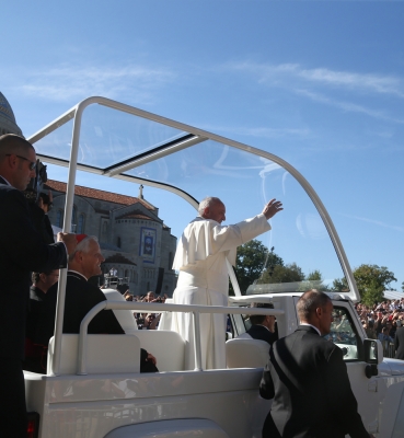 Pope Francis in the Popemobile