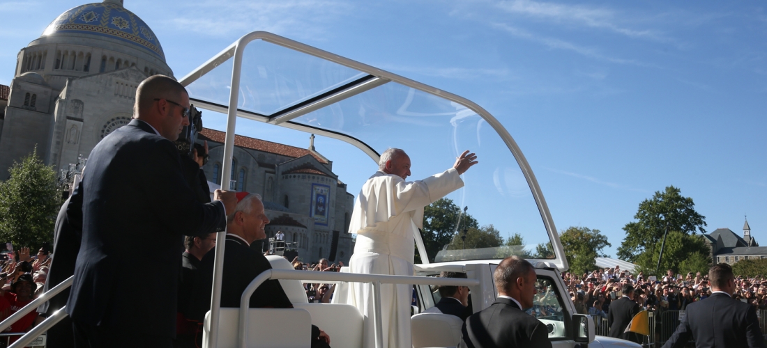 Pope Francis in the Popemobile