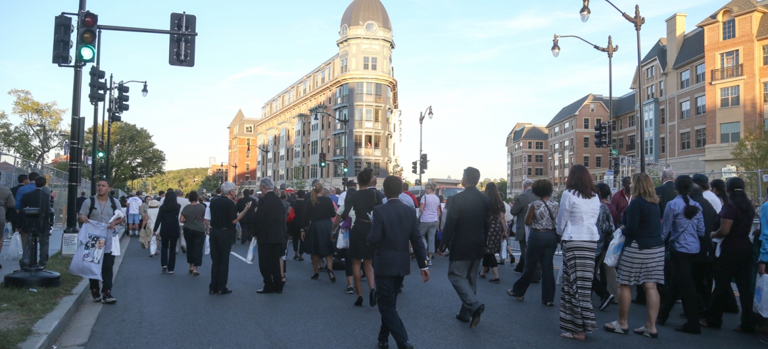 Michigan Avenue was one of several streets around campus closed to traffic for the Pope’s visit.