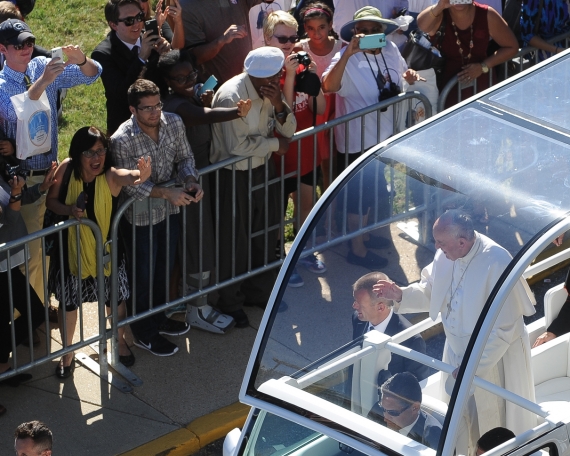 Pope Francis Greeting the Crowd Gathered for the Mass