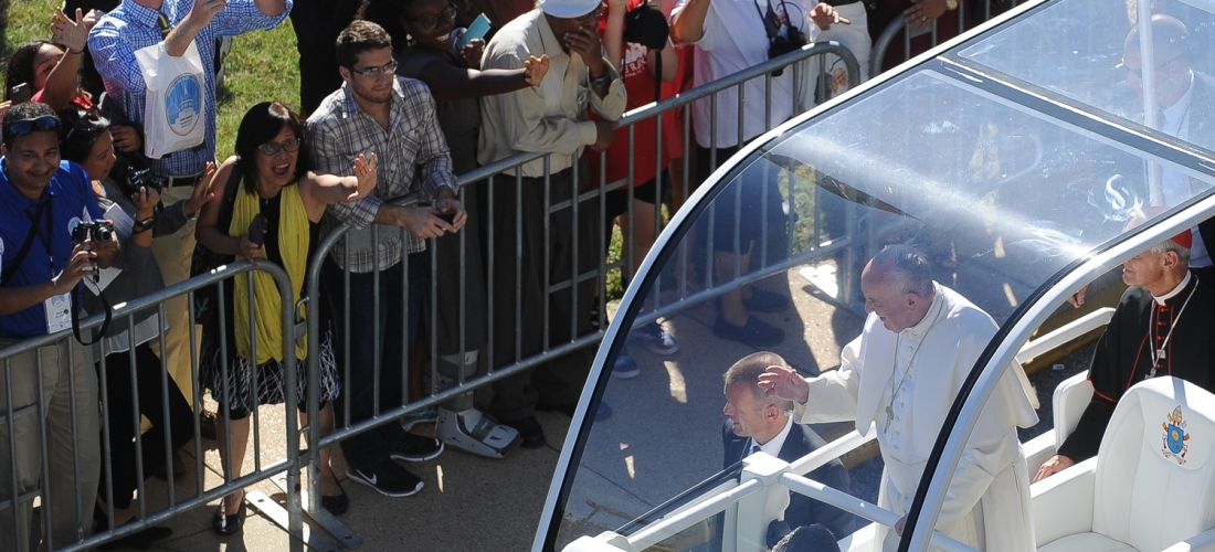 Pope Francis Greeting the Crowd Gathered for the Mass