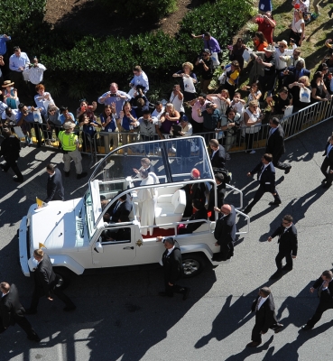 Pope Francis Blessing the Crowd in front of McMahon Hall