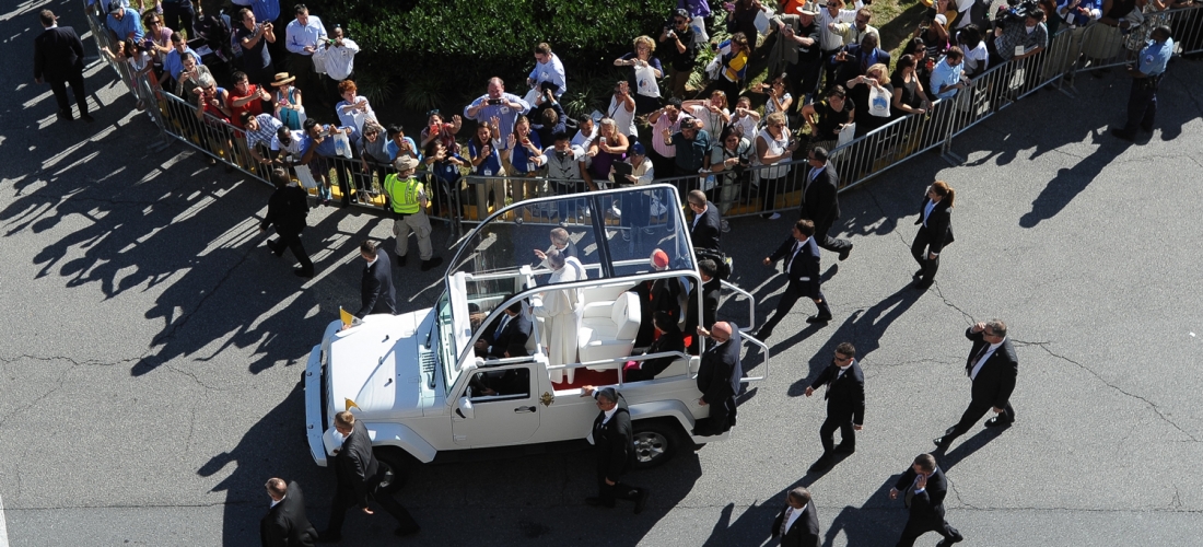 Pope Francis Blessing the Crowd in front of McMahon Hall