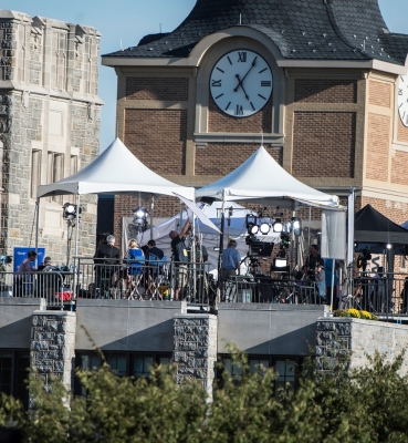 A view from the riser of the NBC rooftop studios on Father O’Connell Hall.