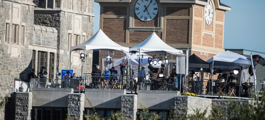 A view from the riser of the NBC rooftop studios on Father O’Connell Hall.