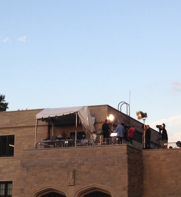 ABC News set up a rooftop studio on the east side of Father O’Connell Hall.