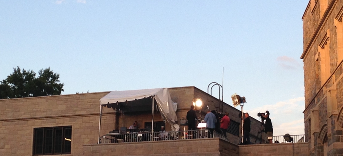 ABC News set up a rooftop studio on the east side of Father O’Connell Hall.