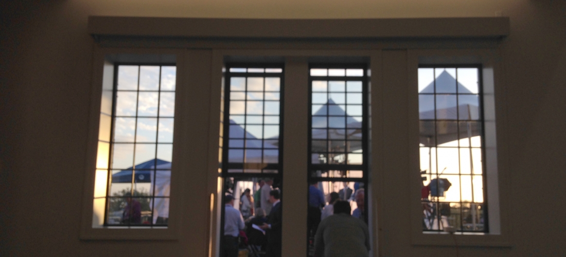 A conference room window provided access to the roof on the west end of Father O’Connell Hall.