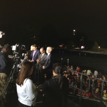 The Anderson Cooper 360 news show being broadcast live from the CUA University Mall.