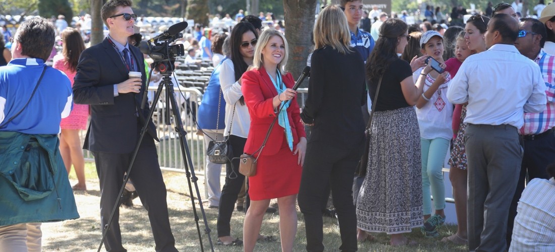 One of the many times TV reporters interviewed people at the Mass