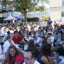 Students and other guests arrived early to hold their spots in the stand-room-only areas.