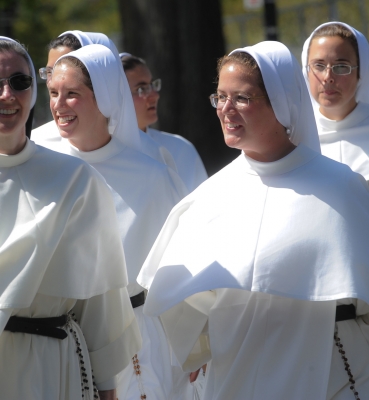 Sisters Walking to Mass