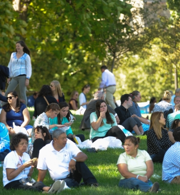 People Gathered in the University Mall