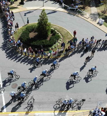 Police Cycling in front of McMahon Hall