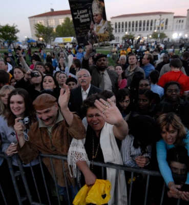 Thousands gathered on the campus to welcome Pope Benedict XVI on Wednesday, April 16, 2008.