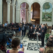 Dozens of media representatives gathered at Washington’s Cathedral of St. Matthew the Apostle  for the official announcement