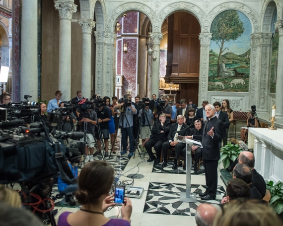 Dozens of media representatives gathered at Washington’s Cathedral of St. Matthew the Apostle  for the official announcement