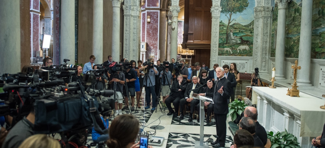 Dozens of media representatives gathered at Washington’s Cathedral of St. Matthew the Apostle  for the official announcement