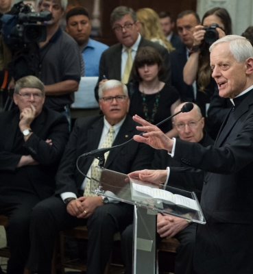 Cardinal Wuerl takes questions from the media about Pope Francis’s itinerary in Washington, D.C.