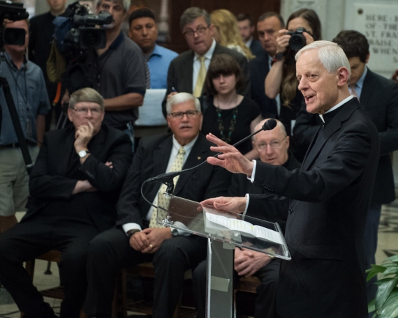 Cardinal Wuerl takes questions from the media about Pope Francis’s itinerary in Washington, D.C.