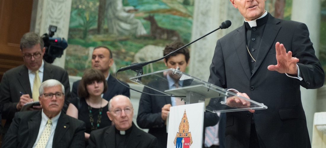 Cardinal Wuerl responds to a question from the media