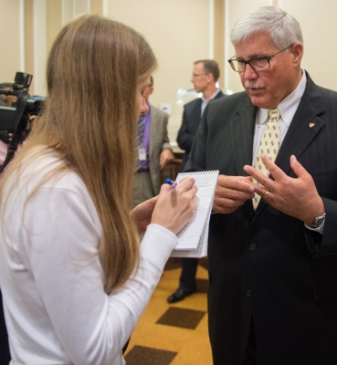 Frank Persico, CUA vice president for university relations and chief of staff responds to a reporter’s question