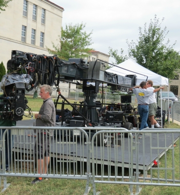 Putting one of the cameras into place