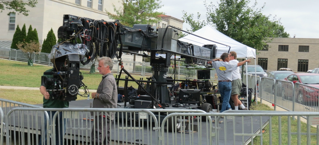 Putting one of the cameras into place