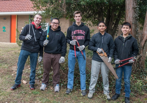 CUA students volunteer with seniors at Carroll Manor and the Schrilli School in Northeast as part of the Martin Luther King Day of Service in Washington , D.C.