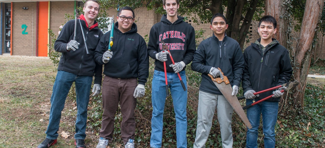 CUA students volunteer with seniors at Carroll Manor and the Schrilli School in Northeast as part of the Martin Luther King Day of Service in Washington , D.C.