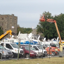 Media Trucks Parked in McMahon lot