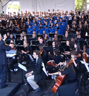 A combined orchestra and choir from CUA, the Basilica, and the archdiocese provided the music for the Papal Mass.