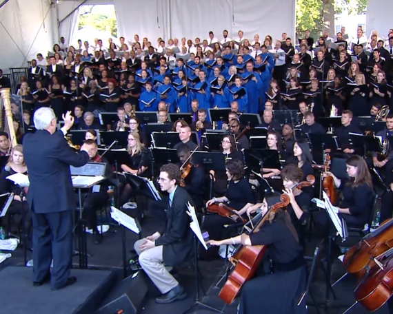 A combined orchestra and choir from CUA, the Basilica, and the archdiocese provided the music for the Papal Mass.