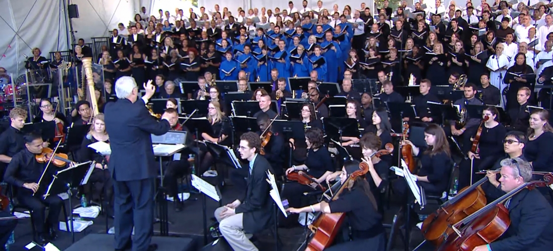 A combined orchestra and choir from CUA, the Basilica, and the archdiocese provided the music for the Papal Mass.