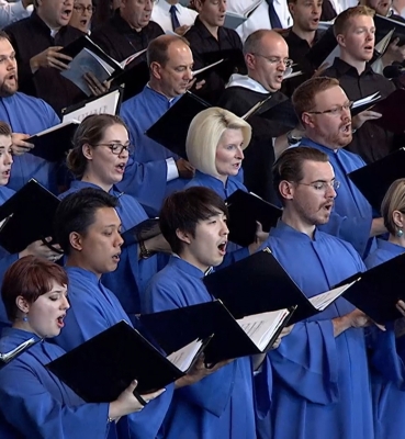 Singers rejoice in the Lord in the papal choir.