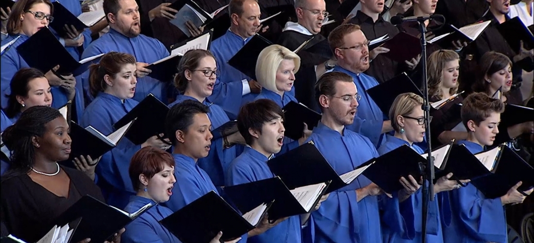 Singers rejoice in the Lord in the papal choir.