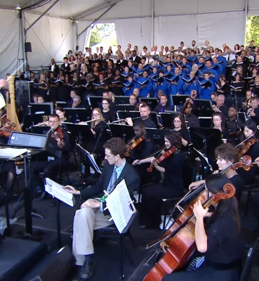 Peter Latona, Basilica Music Director, conducts the combined CUA, Basilica, Archdiocesan choir and orchestra.